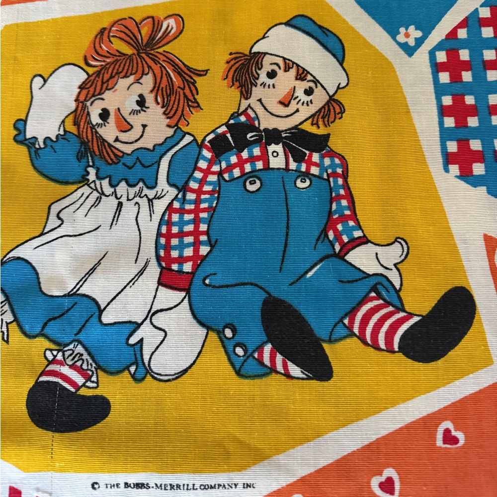 Raggedy Ann & Andy Bedspread, Vintage Twin/Full Bedspread, 1970s